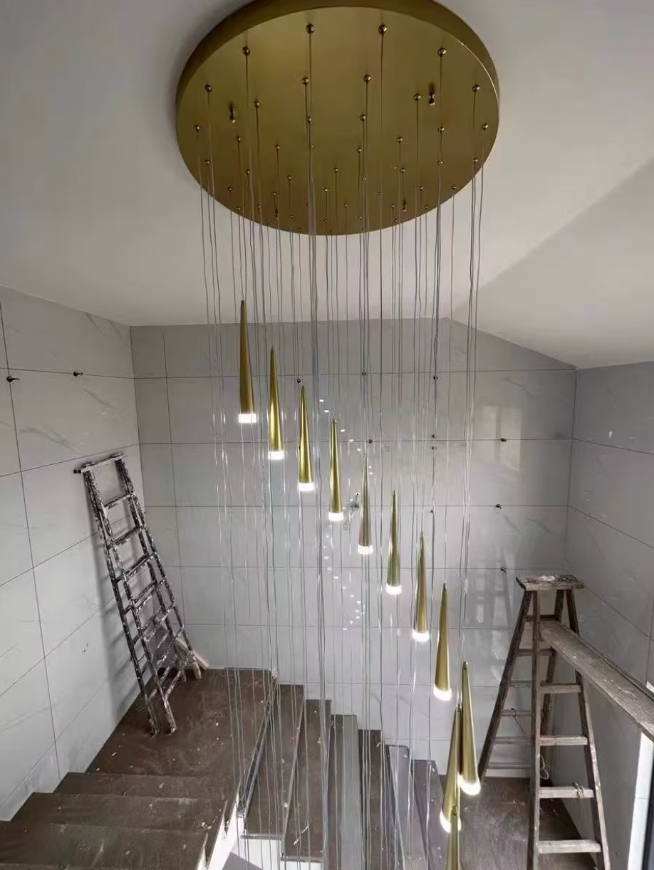 Gold LED Hanging Pendants for staircase