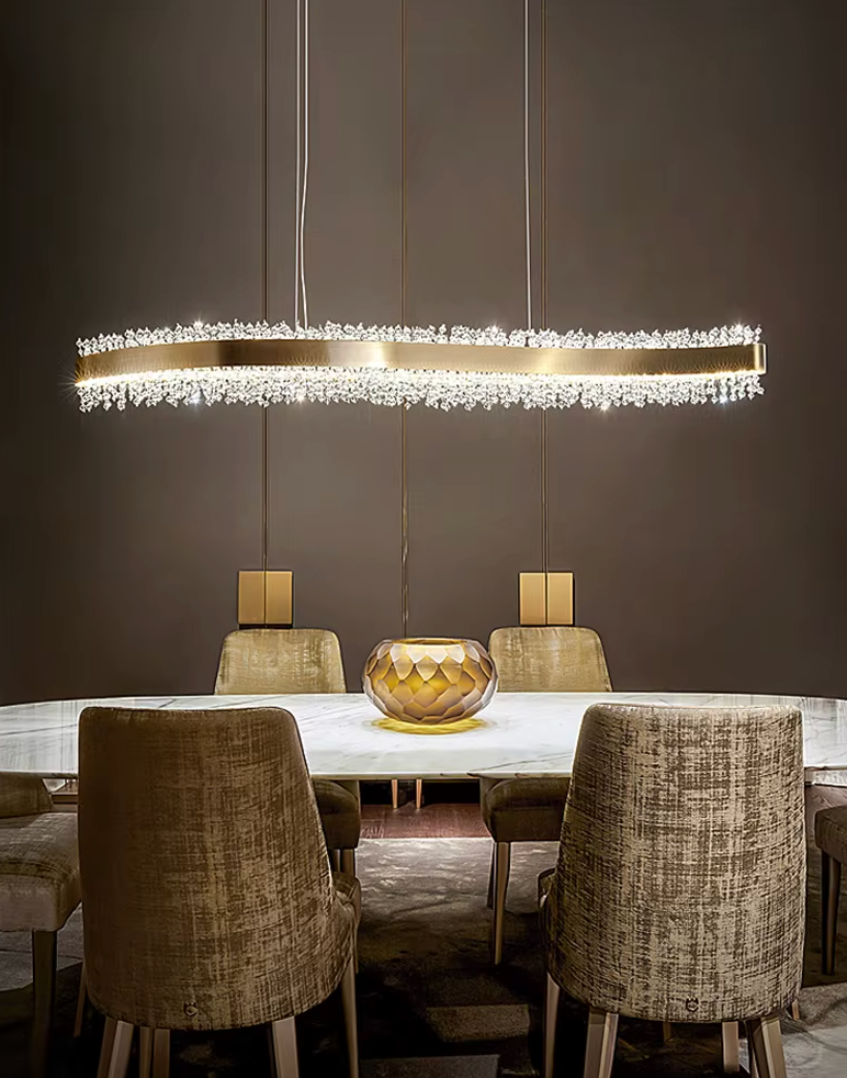 Rectangular Gold Finish Chandelier 