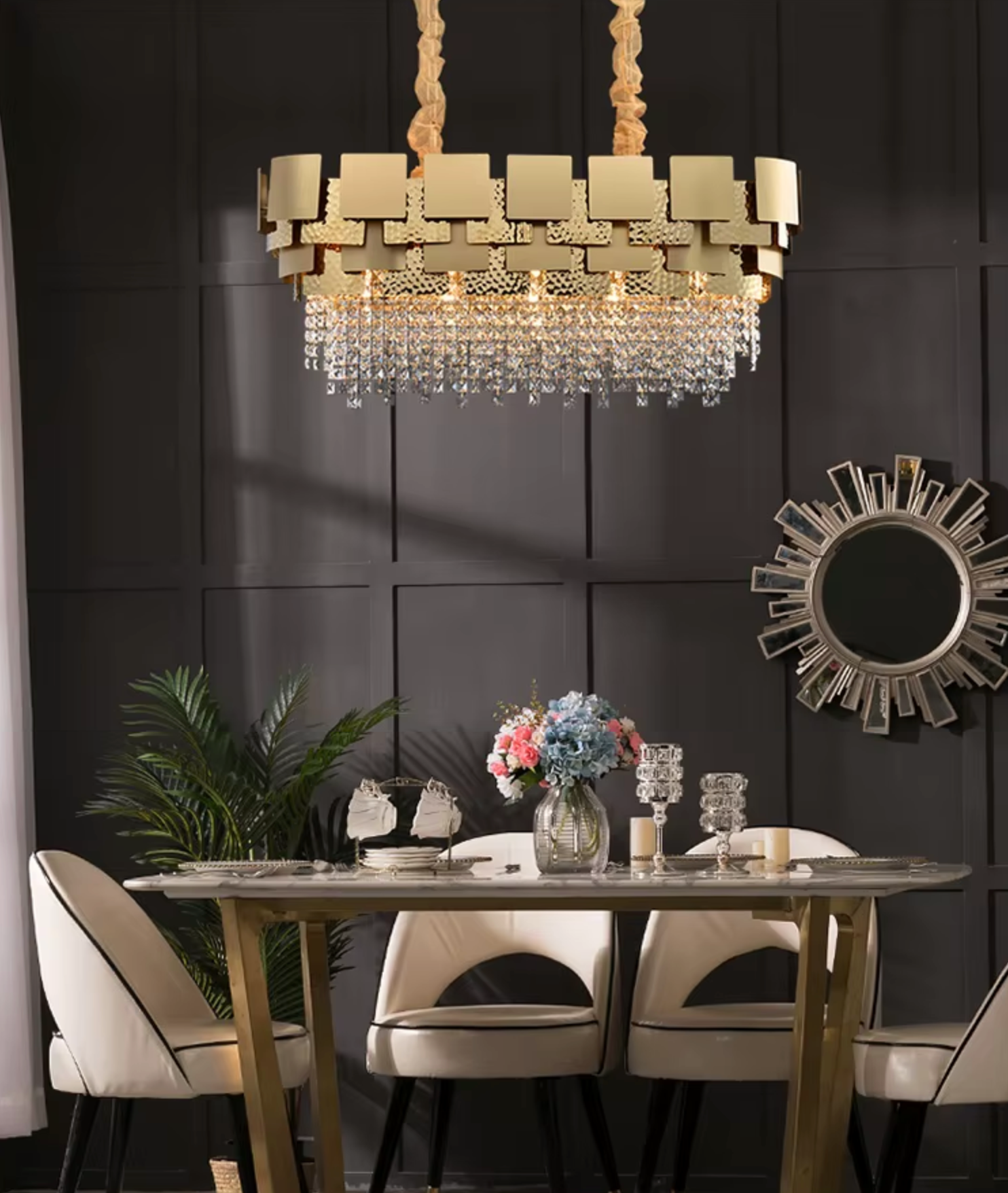 Crystal Drop Gold Chandelier 