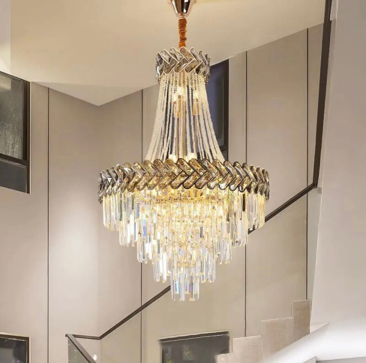 Modern grey crystal chandelier 