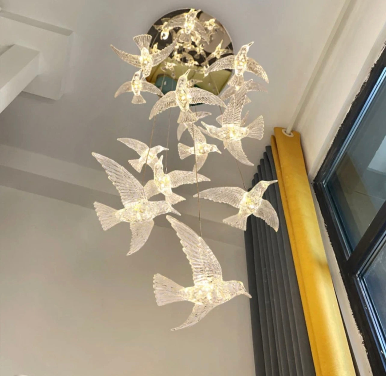 Hanging Bird Pendant Staircase Chandelier