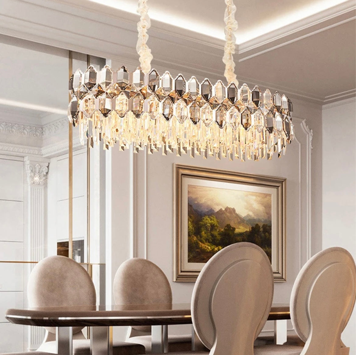 Hanging Pendant Crystal Chandelier - dining table