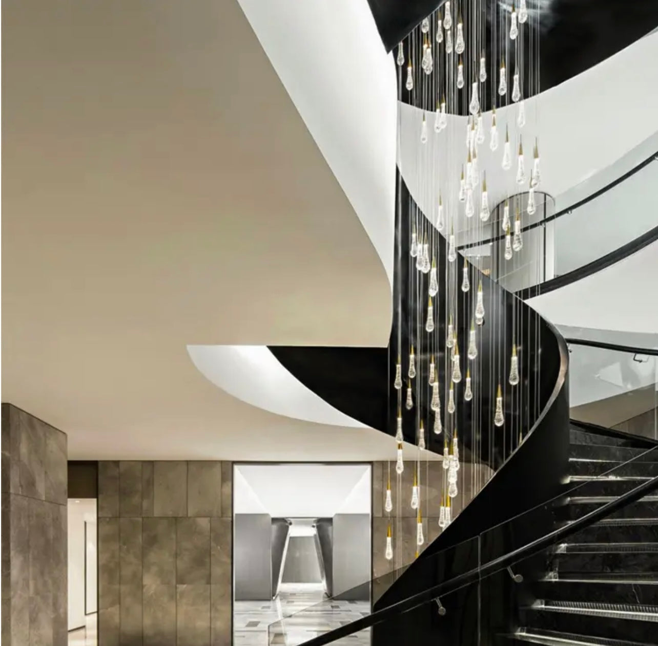 Crystal Ball Long Staircase Chandelier