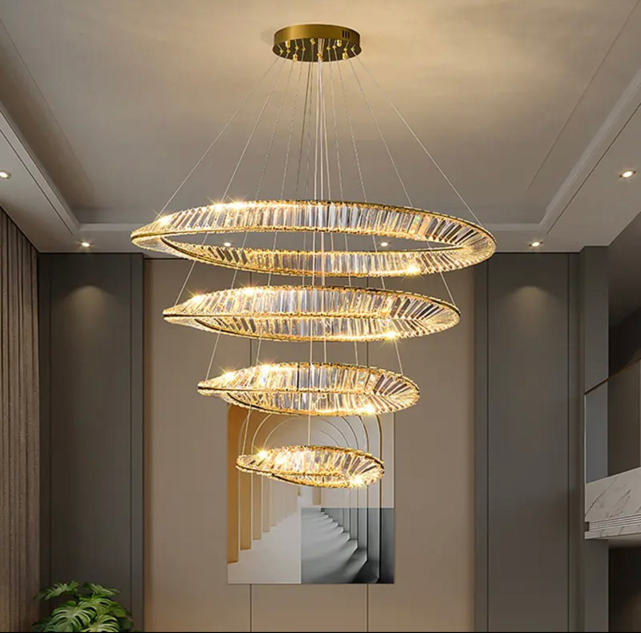 Nordic Luxury Alloy Ring Crystal Chandelier