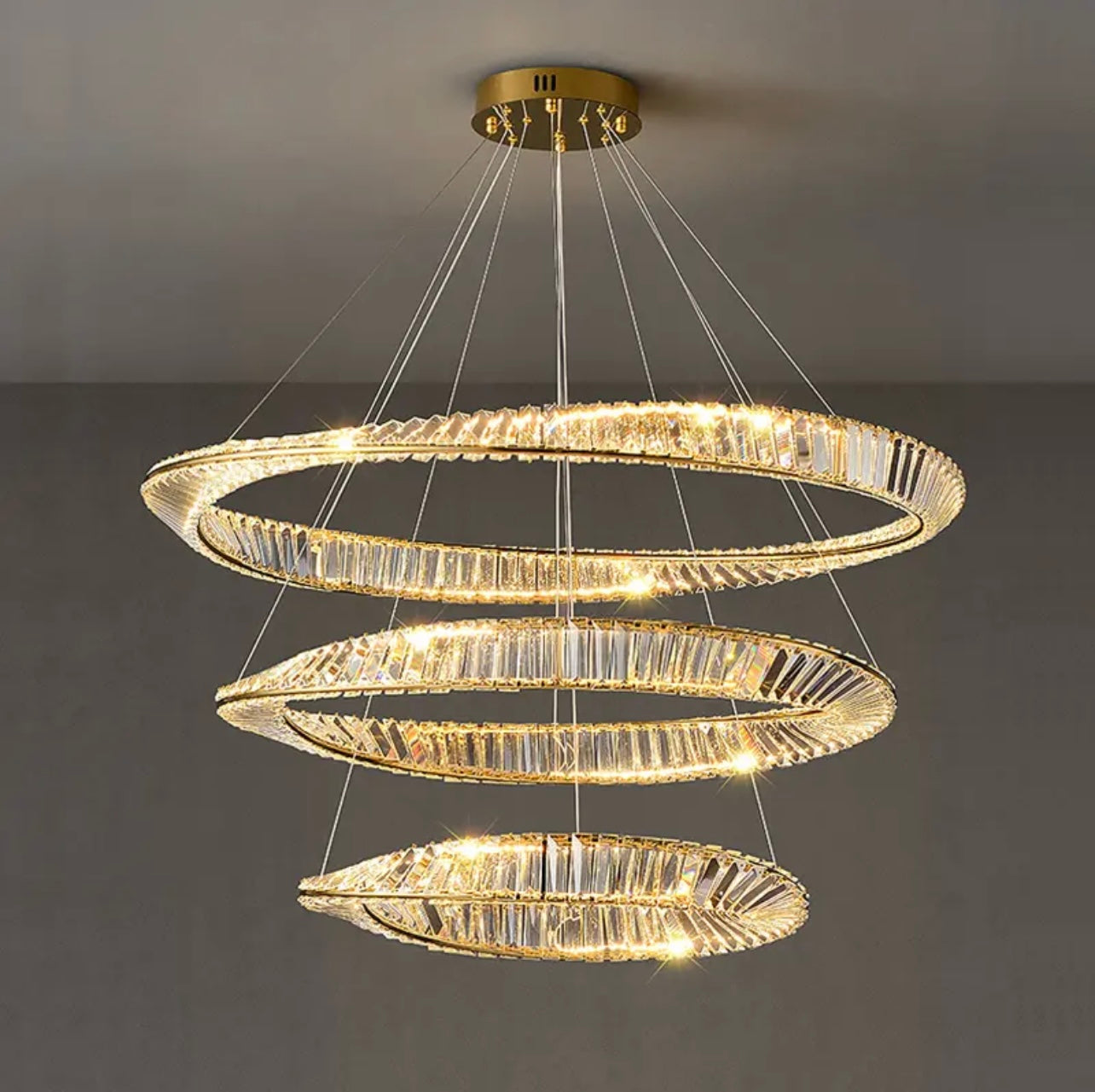 Nordic Luxury Alloy Ring Crystal Chandelier