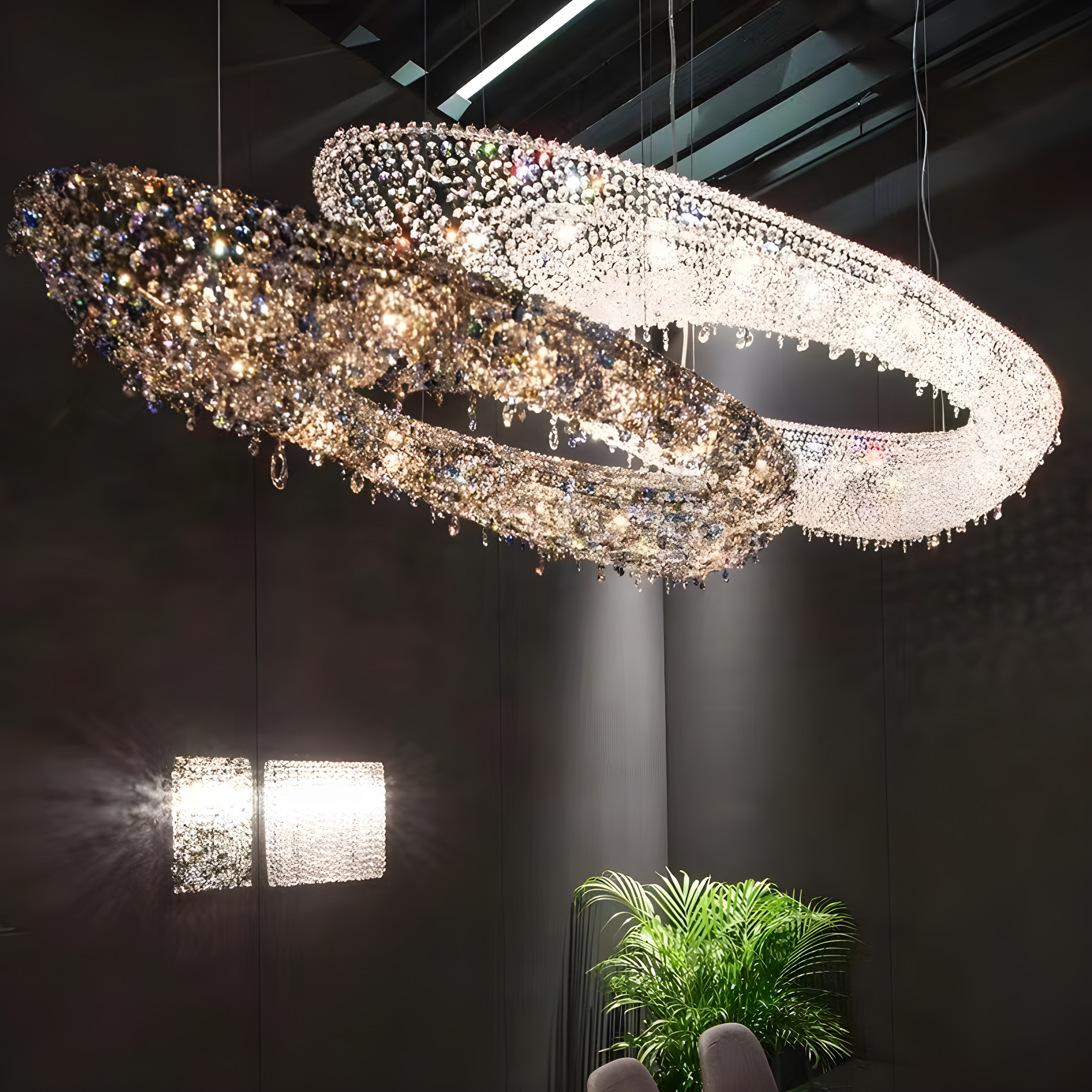 Italian Postmodern Luxury Circle Ring Chandelier lights