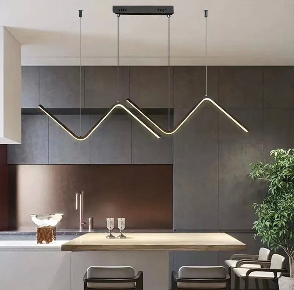 Kitchen Dining table Linear zigzag Lighting