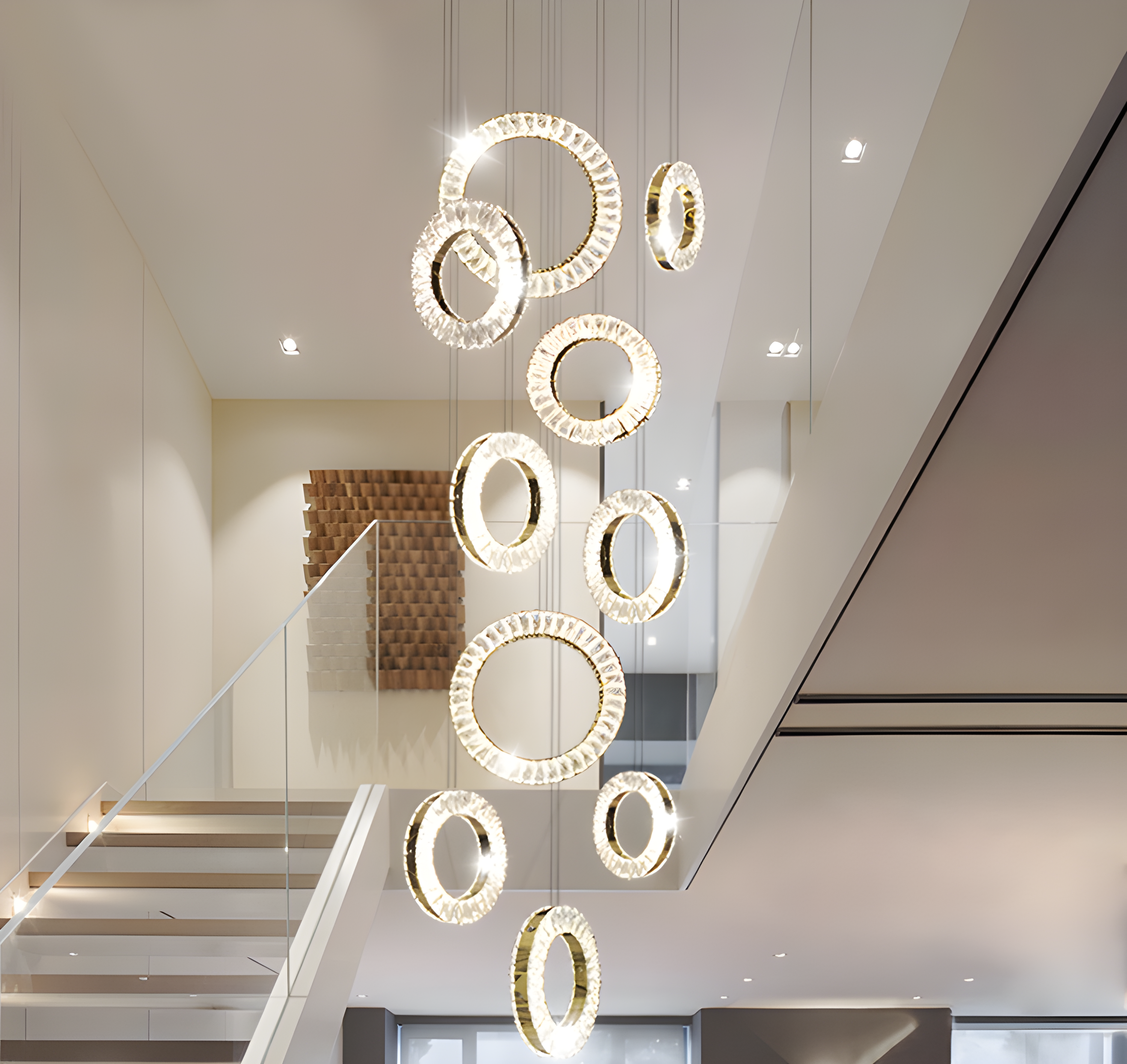 LED Crystal Hoop Pendant Chandeliers