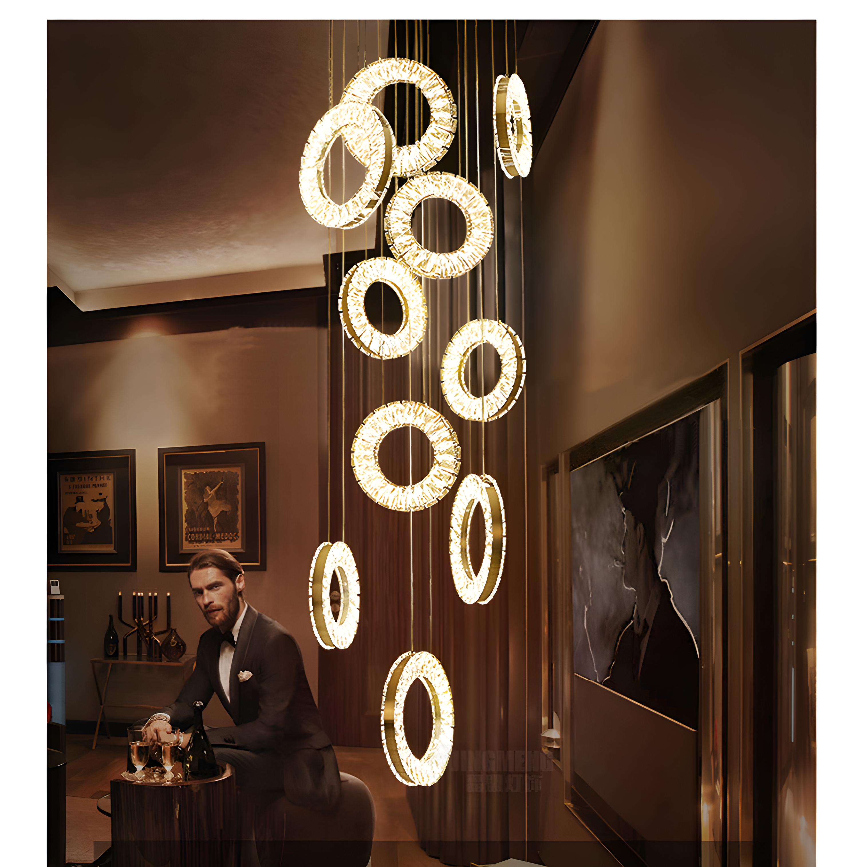 LED Crystal Hoops Pendant Chandelier