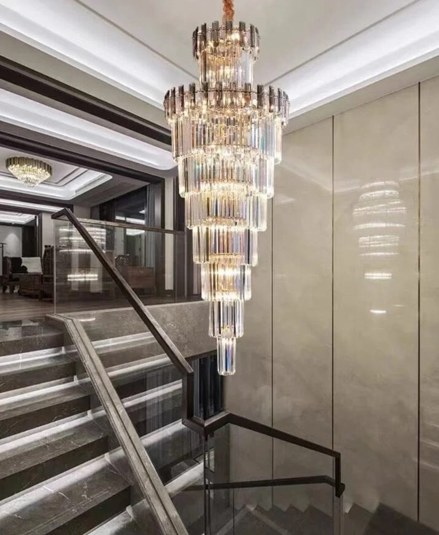 Large modern chandelier for staircase