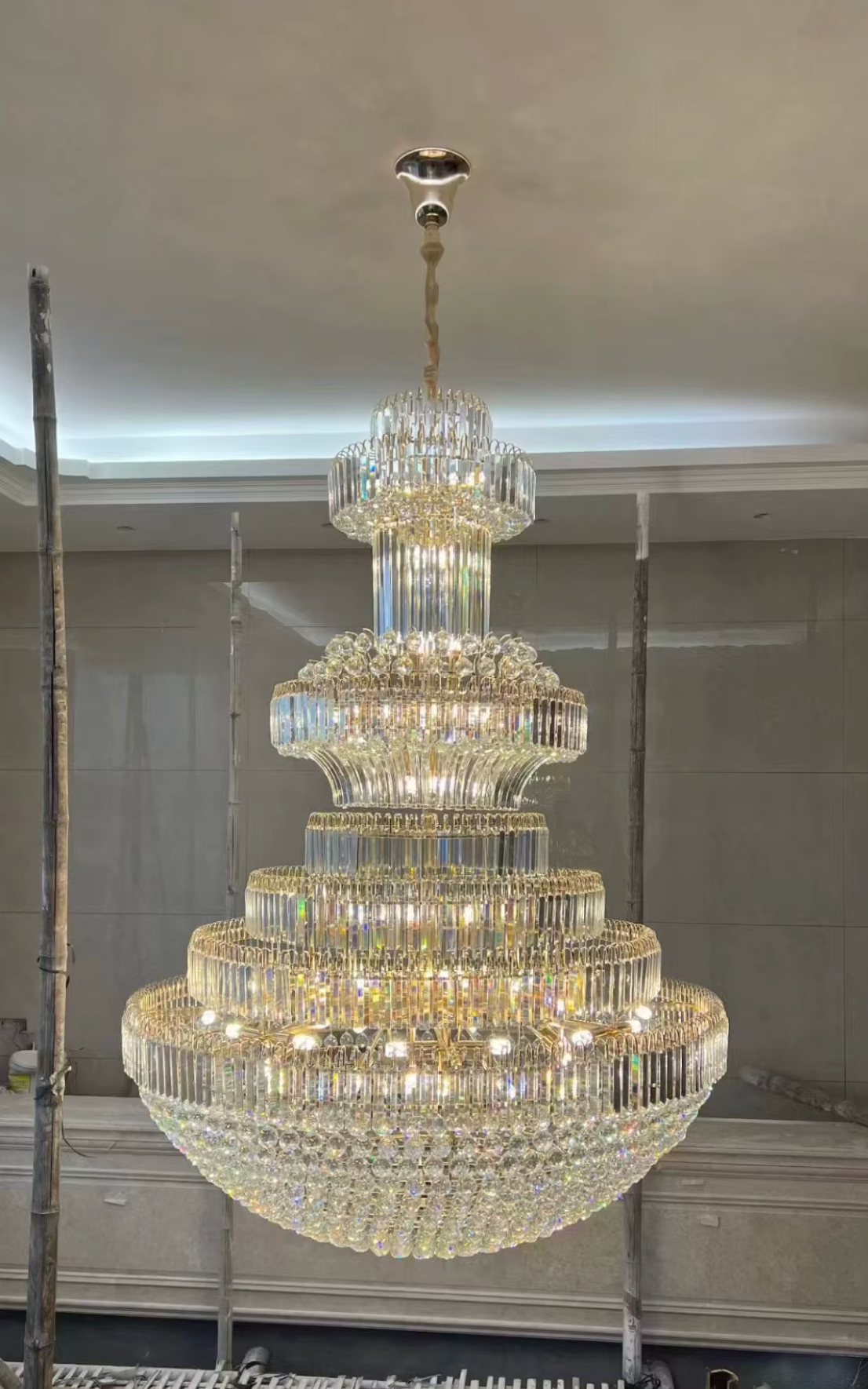 Large Clear Crystal Chandelier for Staircase