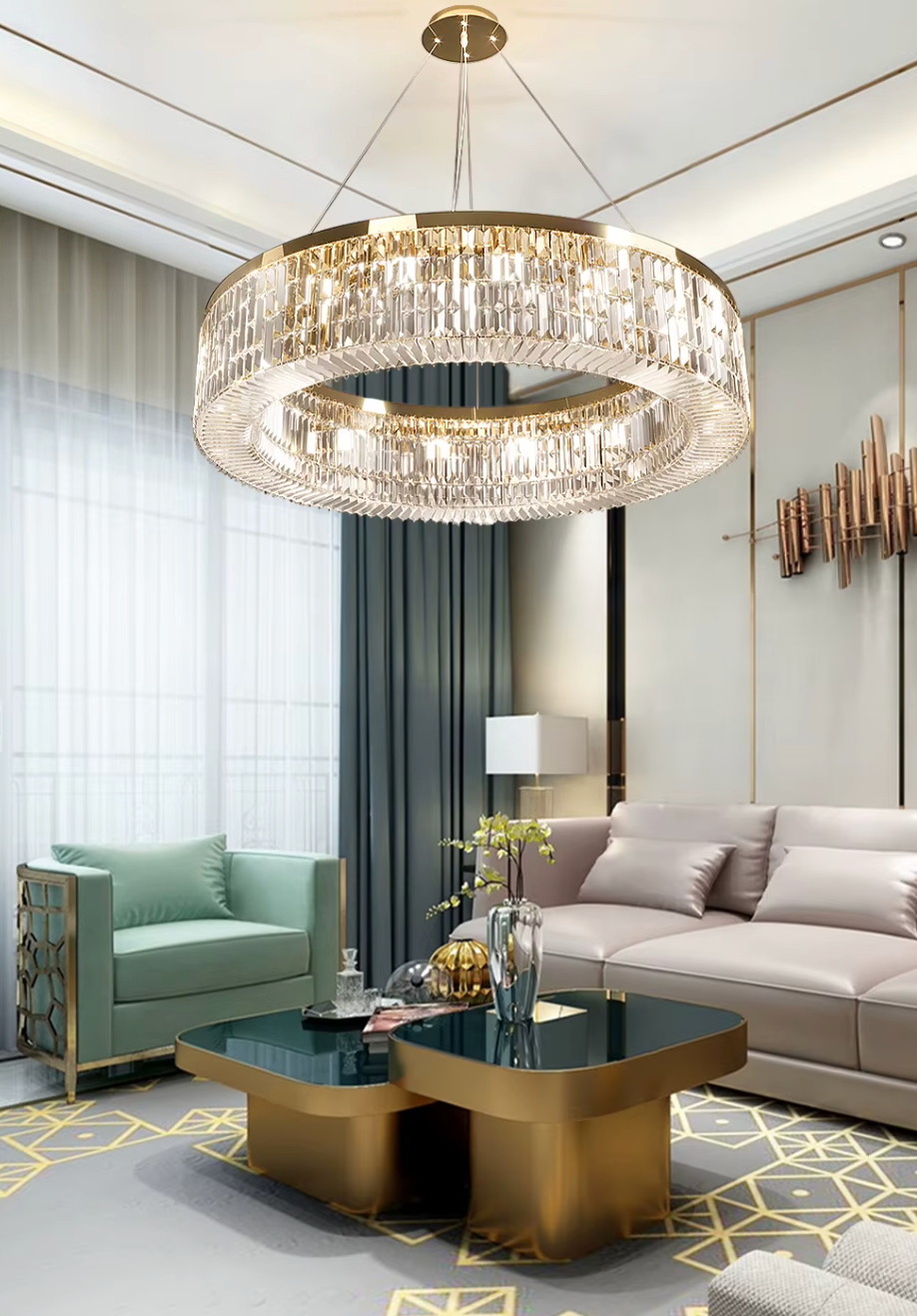 crystal circular chandelier​ in living room