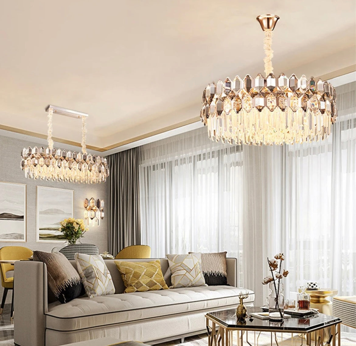 Living Room Hanging Pendant Crystal Chandelier 