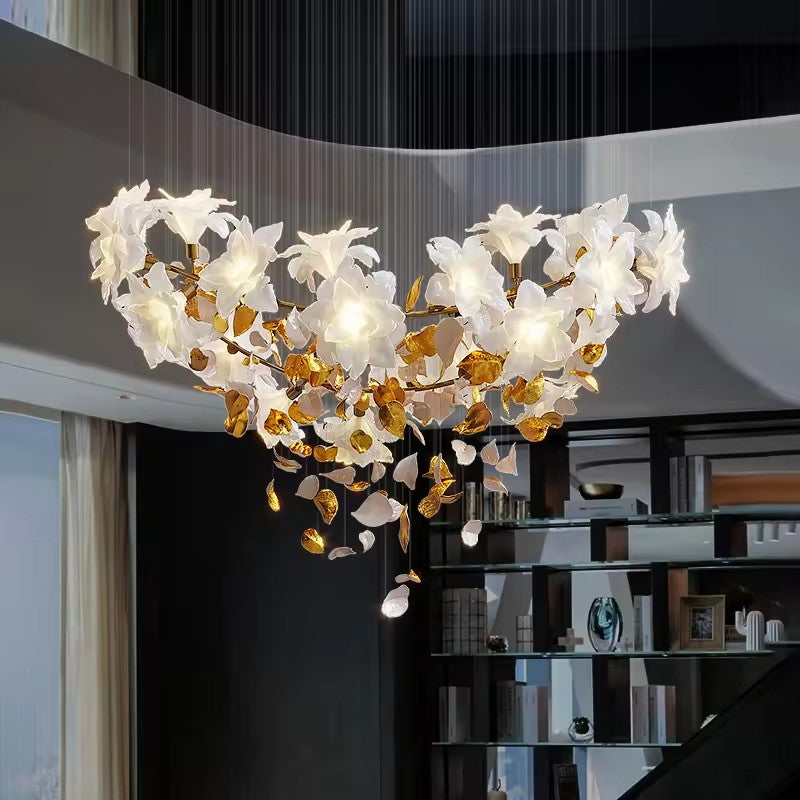 Living room Glass Flower LED Bespoke Chandelier