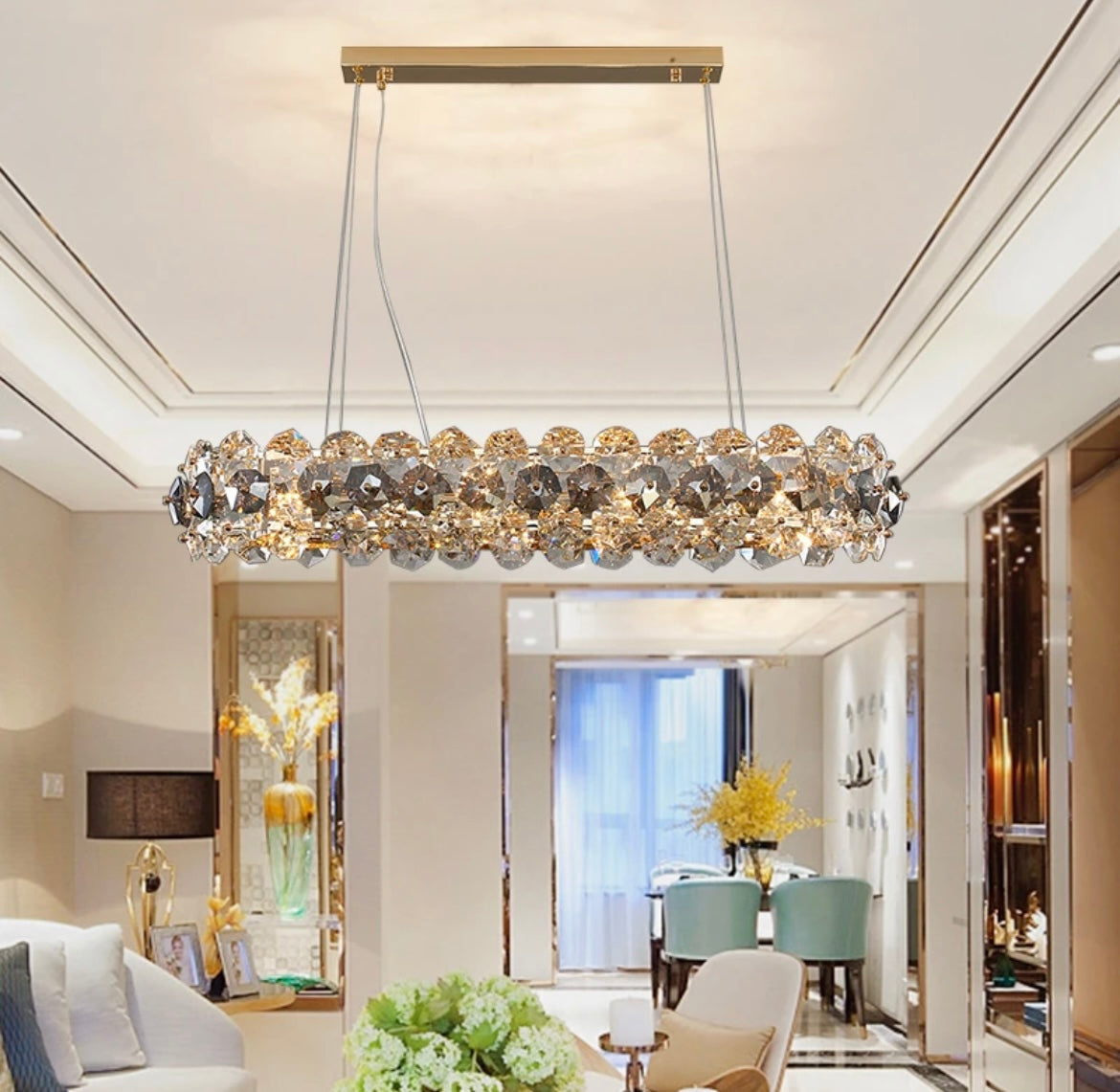 Long Rectangular Crystal Chandelier light