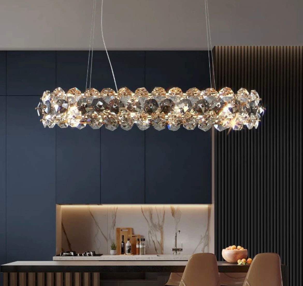 Long Rectangular Crystal Chandelier lighting