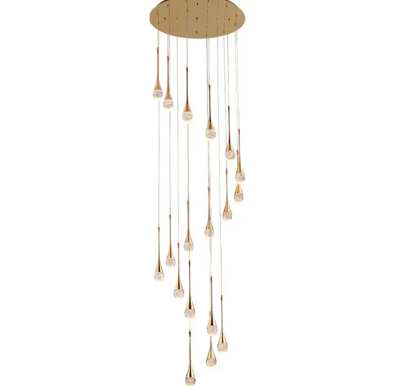 Sophisticated water drop spiral chandelier for home décor