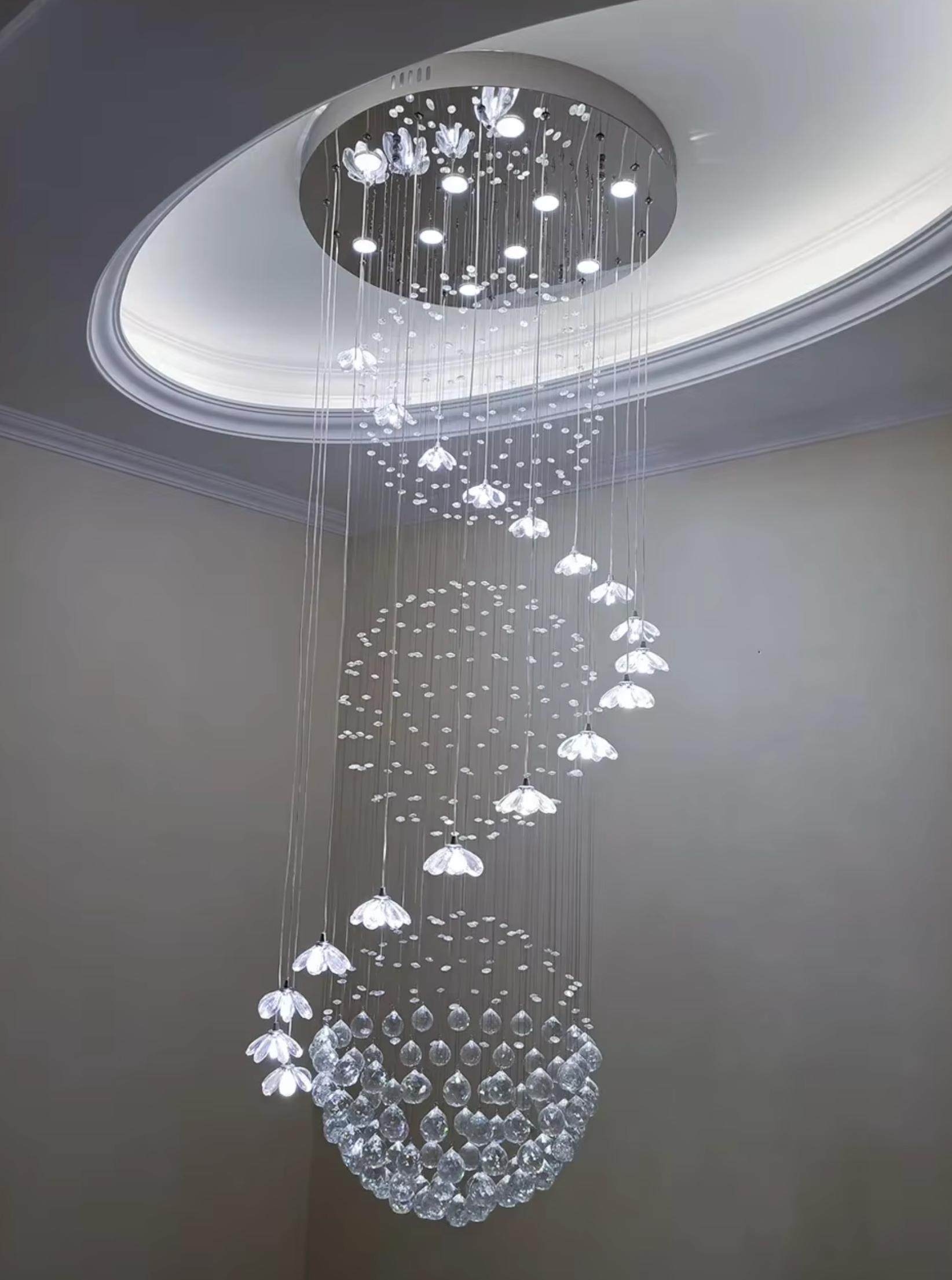 Crystal Swirl Pendant Chandelier for Staircase