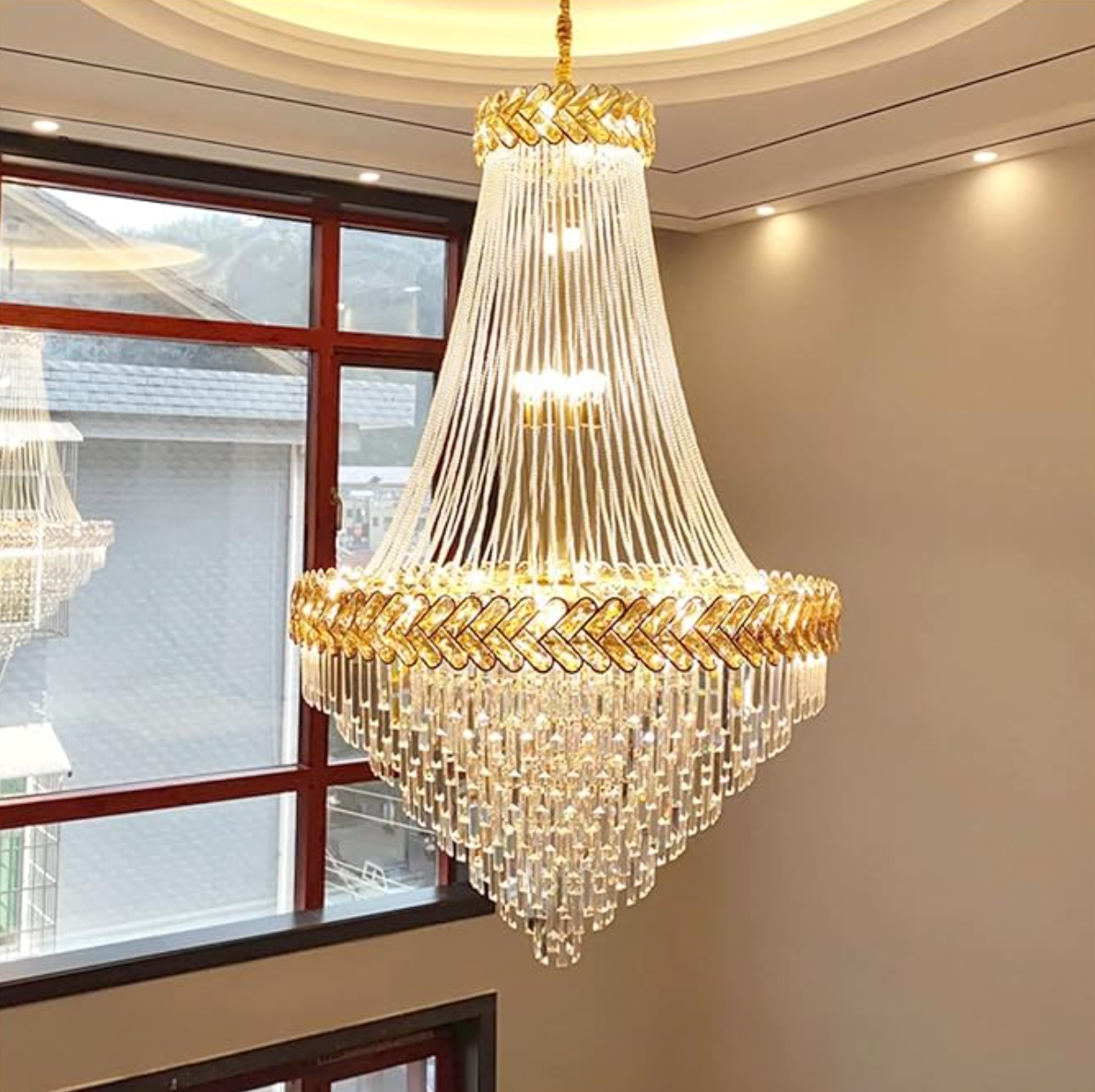 Luxury Large amber crystal chandelier for staircase