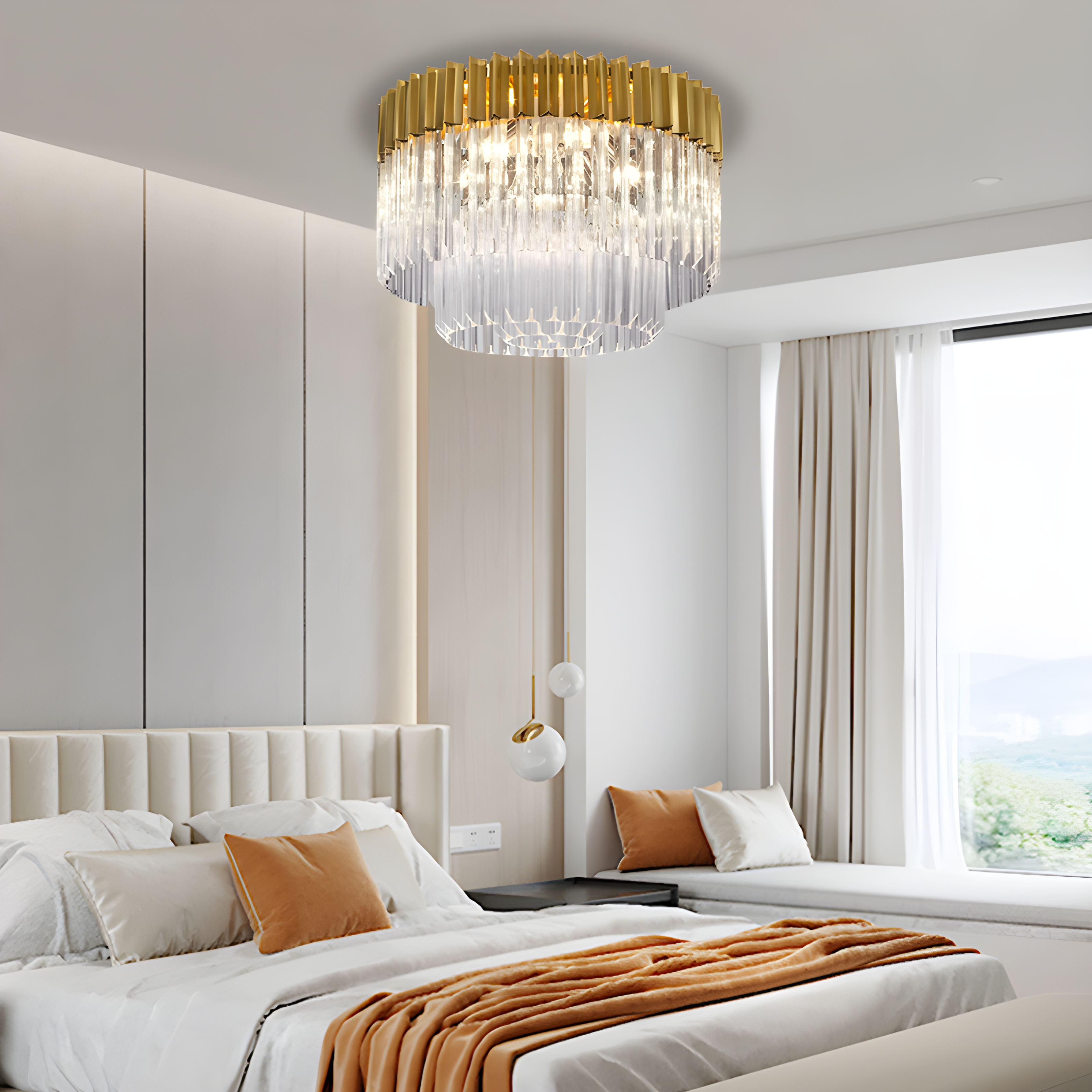 Modern Luxury Gold Crystal LED Ceiling Light