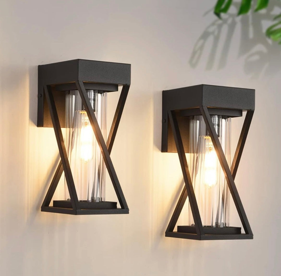 Outdoor black and glass twisted lights