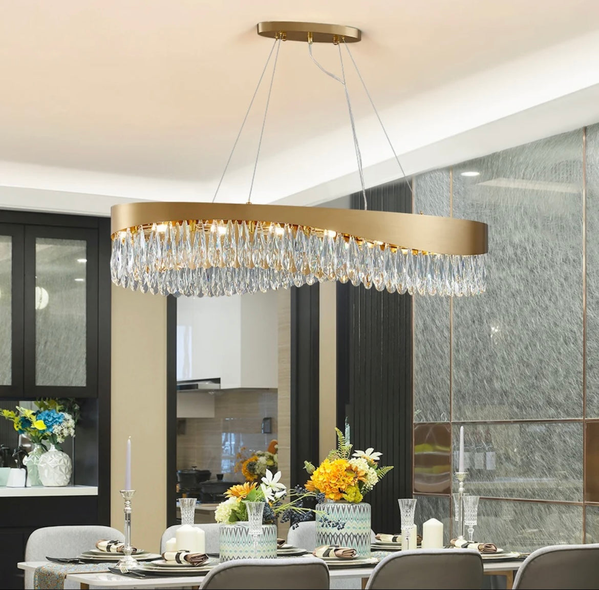 Oval LED Crystal Pendant Chandelier light