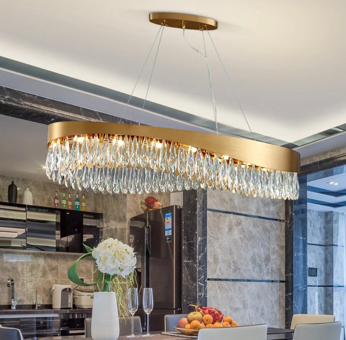 Oval Modern LED Crystal Pendant Chandelier