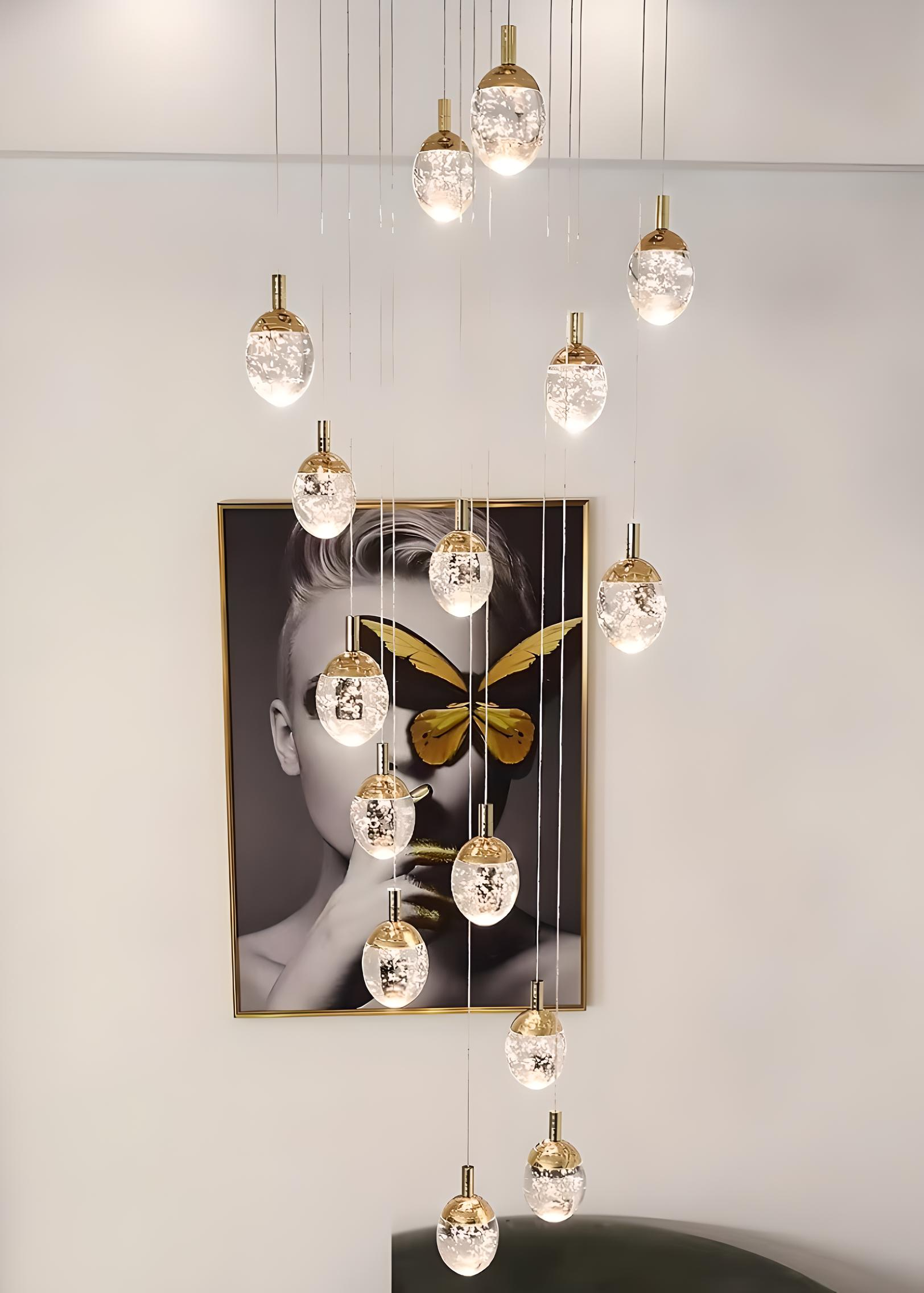 Gold LED Staircase bubble Pendant 