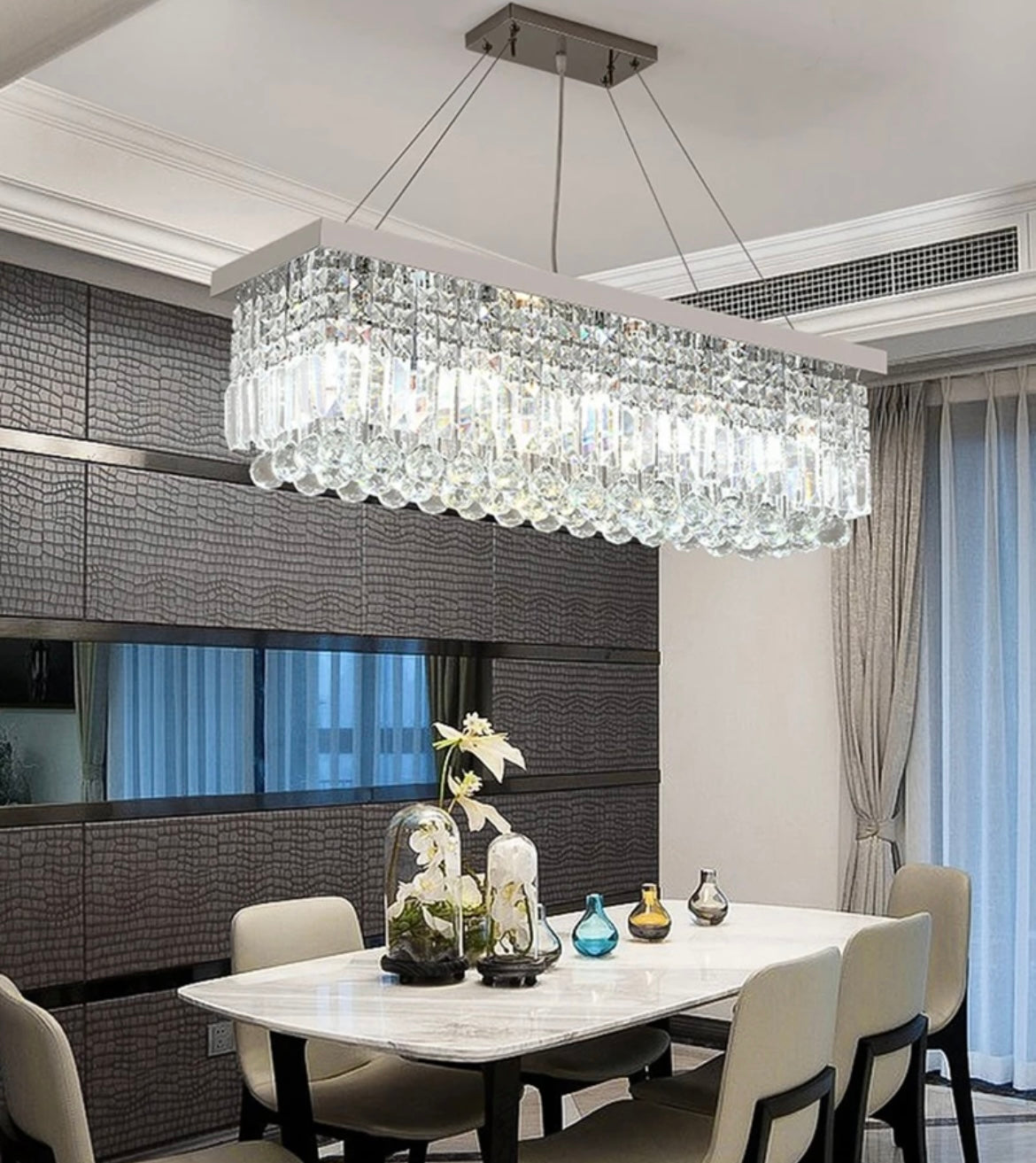 Rectangular Modern LED Hanging Crystal Chandelier light