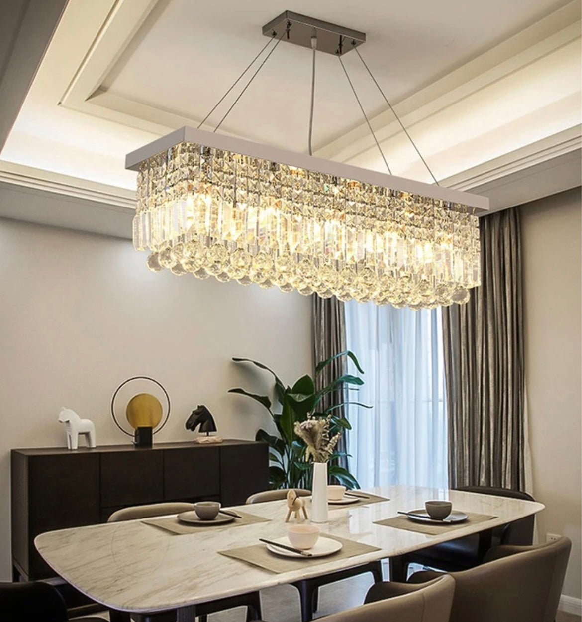 Rectangular Modern LED Hanging Crystal Chandelier lighting