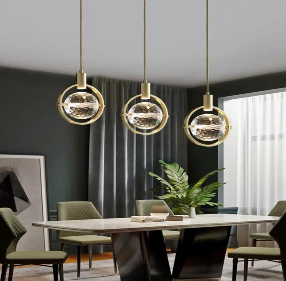 Round Planet Crystal Pendant Light