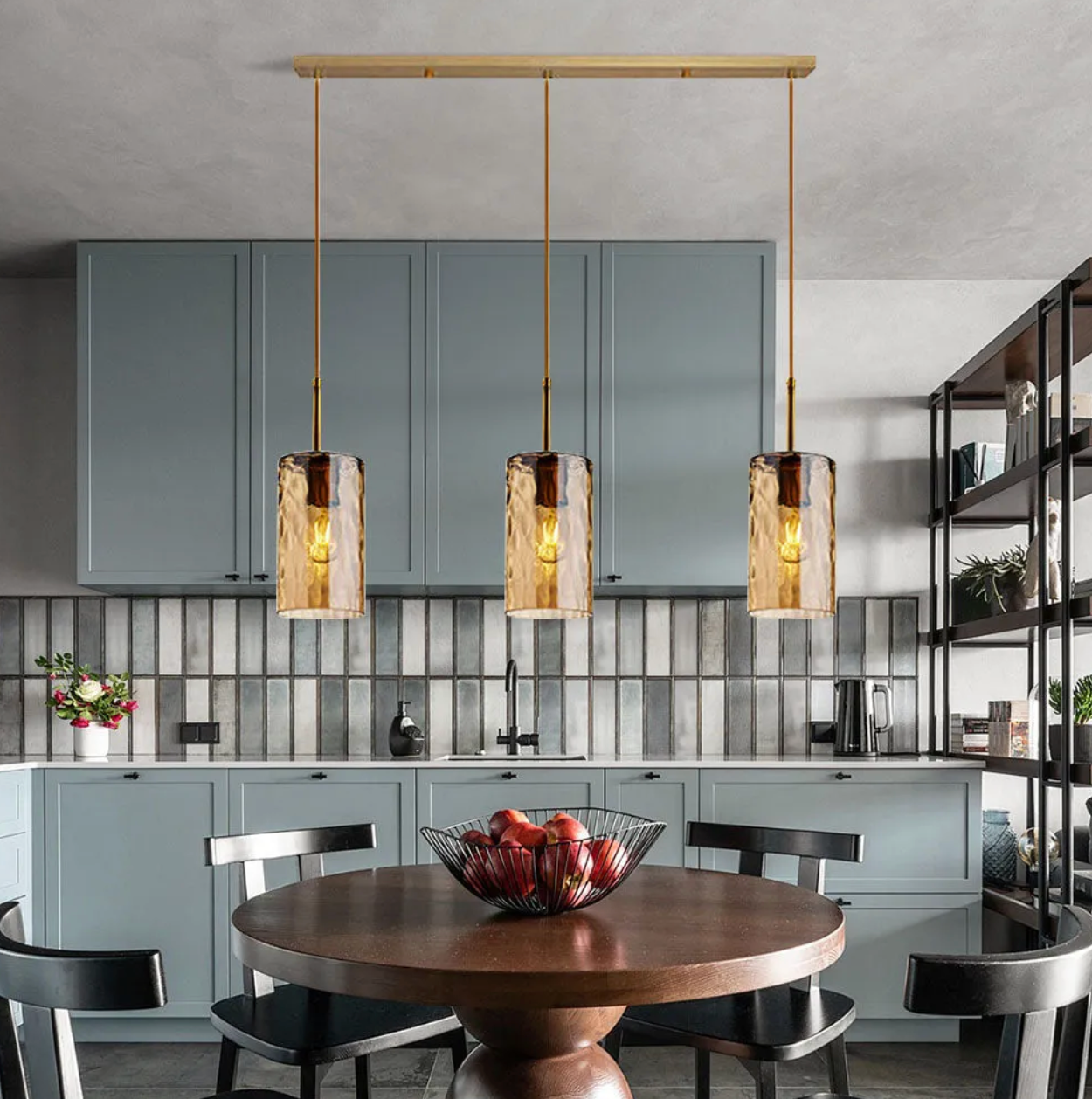 Small Cone Coloured Glass Kitchen Pendants