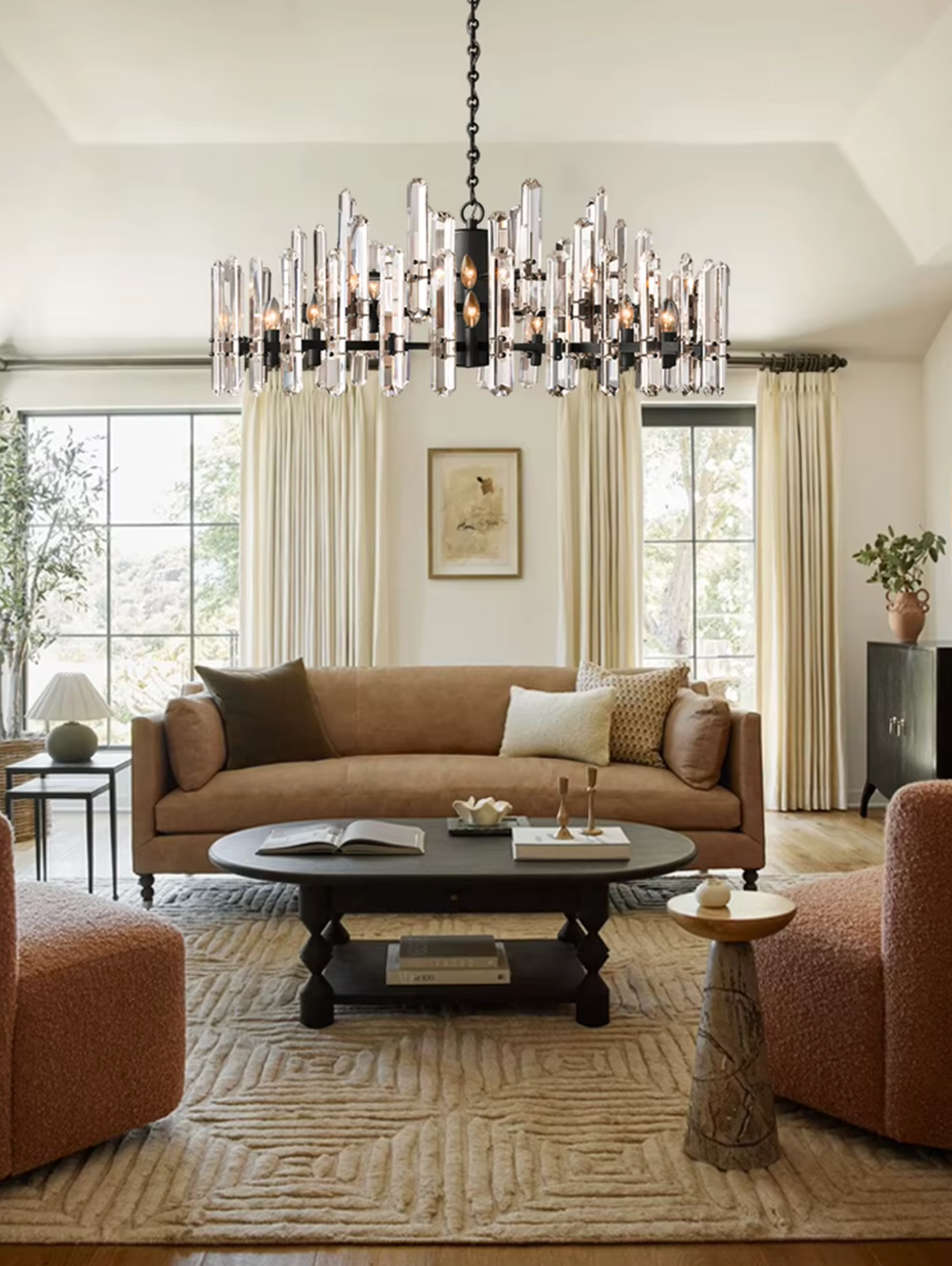 Industrial Crystal Circular Chandelier