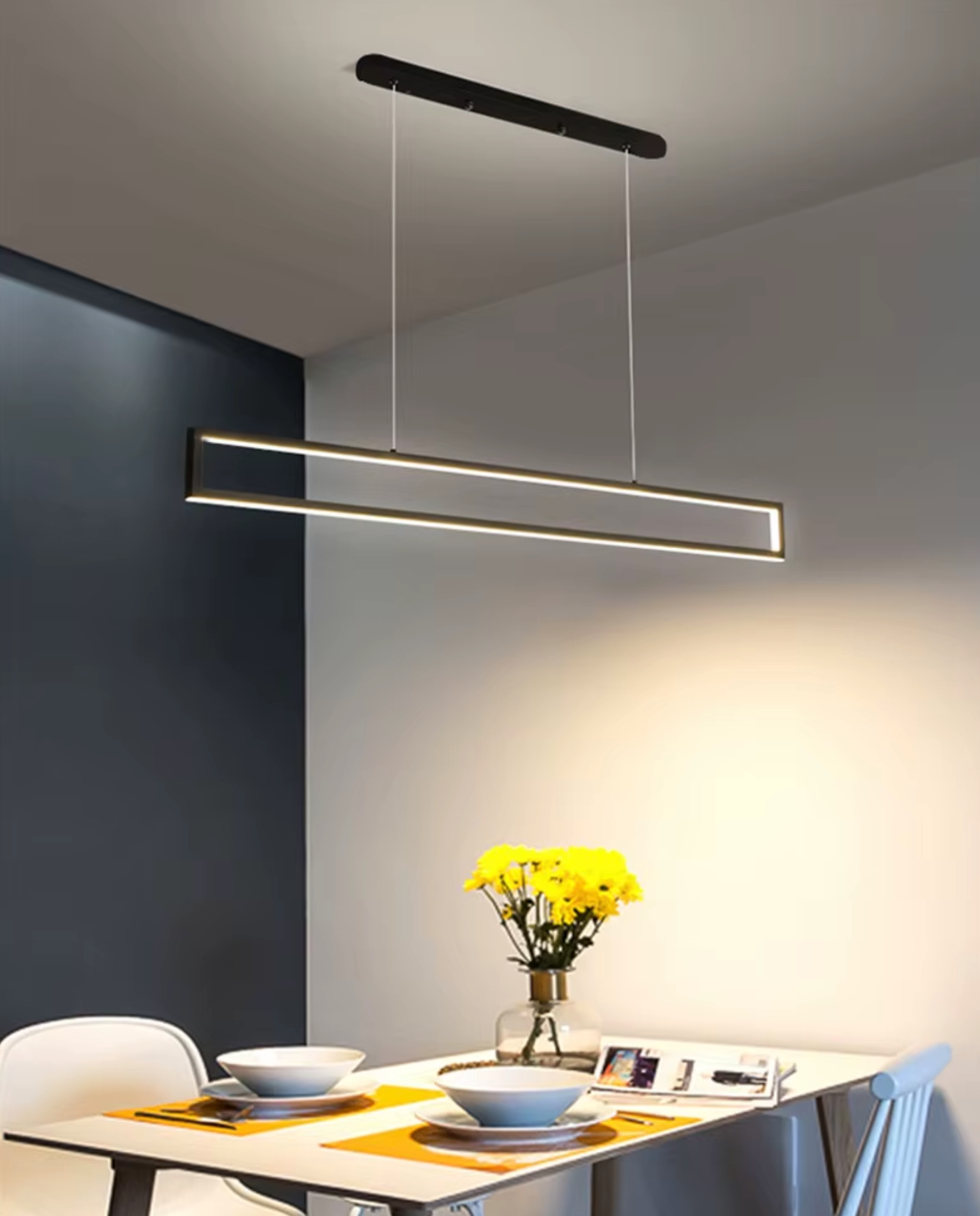 Black LED Rectangular Pendant