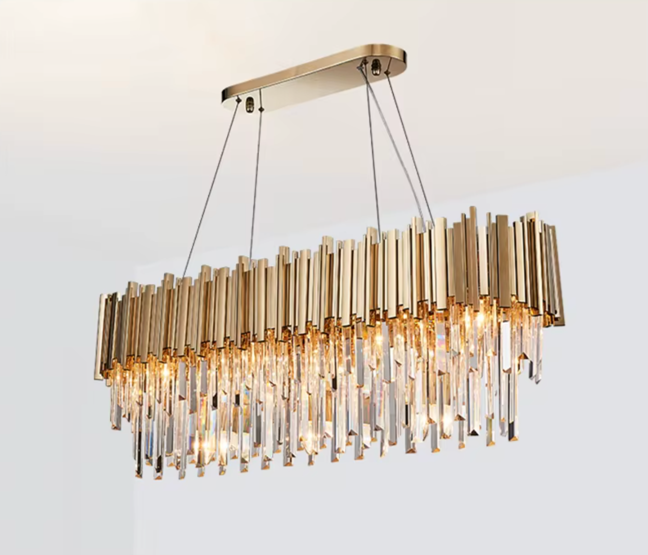 Gold/Silver Luxury Crystal Rectangular Chandelier