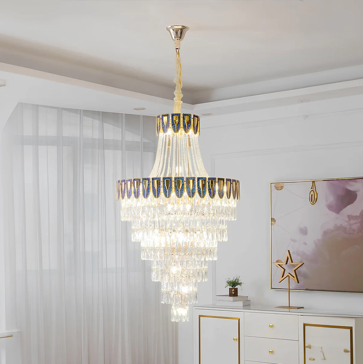 Luxury Blue Short Villa Chandelier
