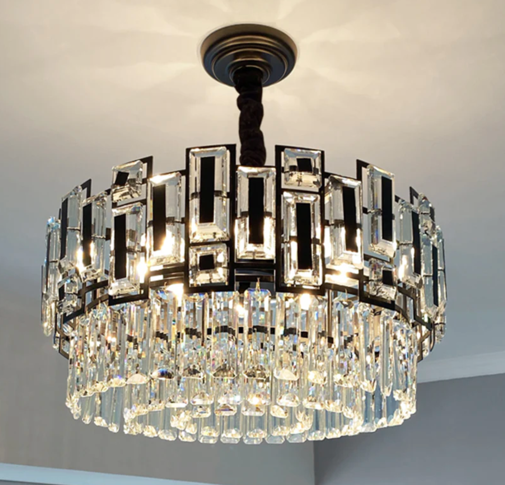 round crystal chandelier