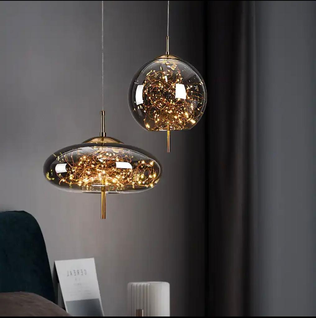 Sparkling Shy Amber Smokey Grey Pendant Lighting