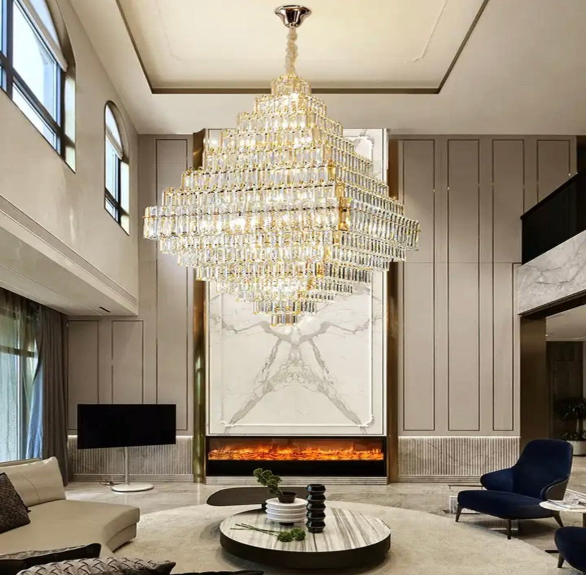 Square Pyramid Crystal  Chandelier