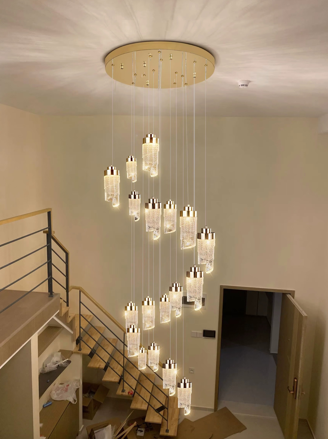 Gold Glass Pendant Staircase 