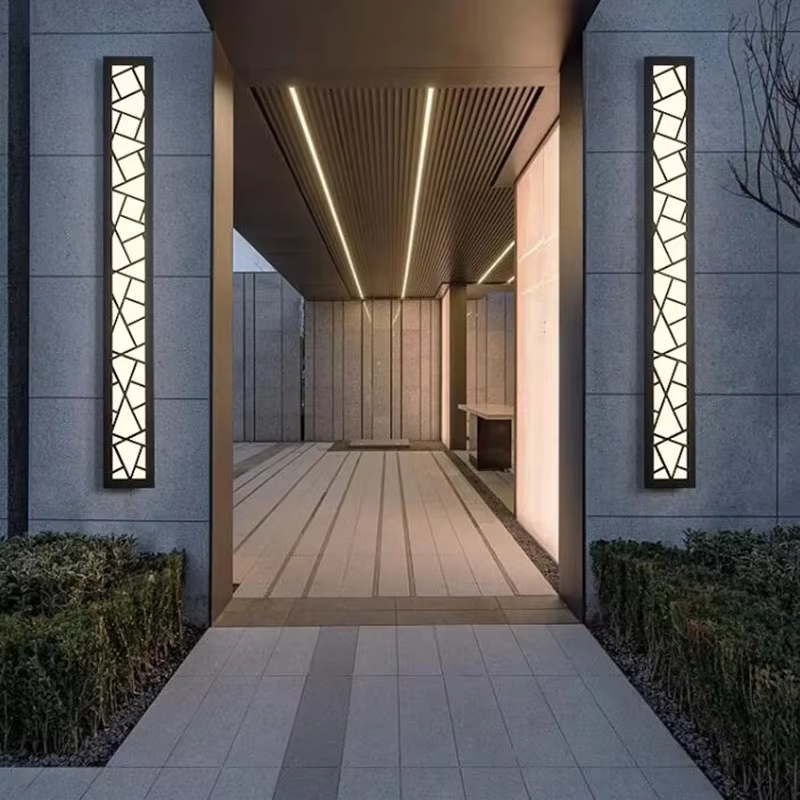 Waterproof Black Pattern Courtyard Long Wall Lights