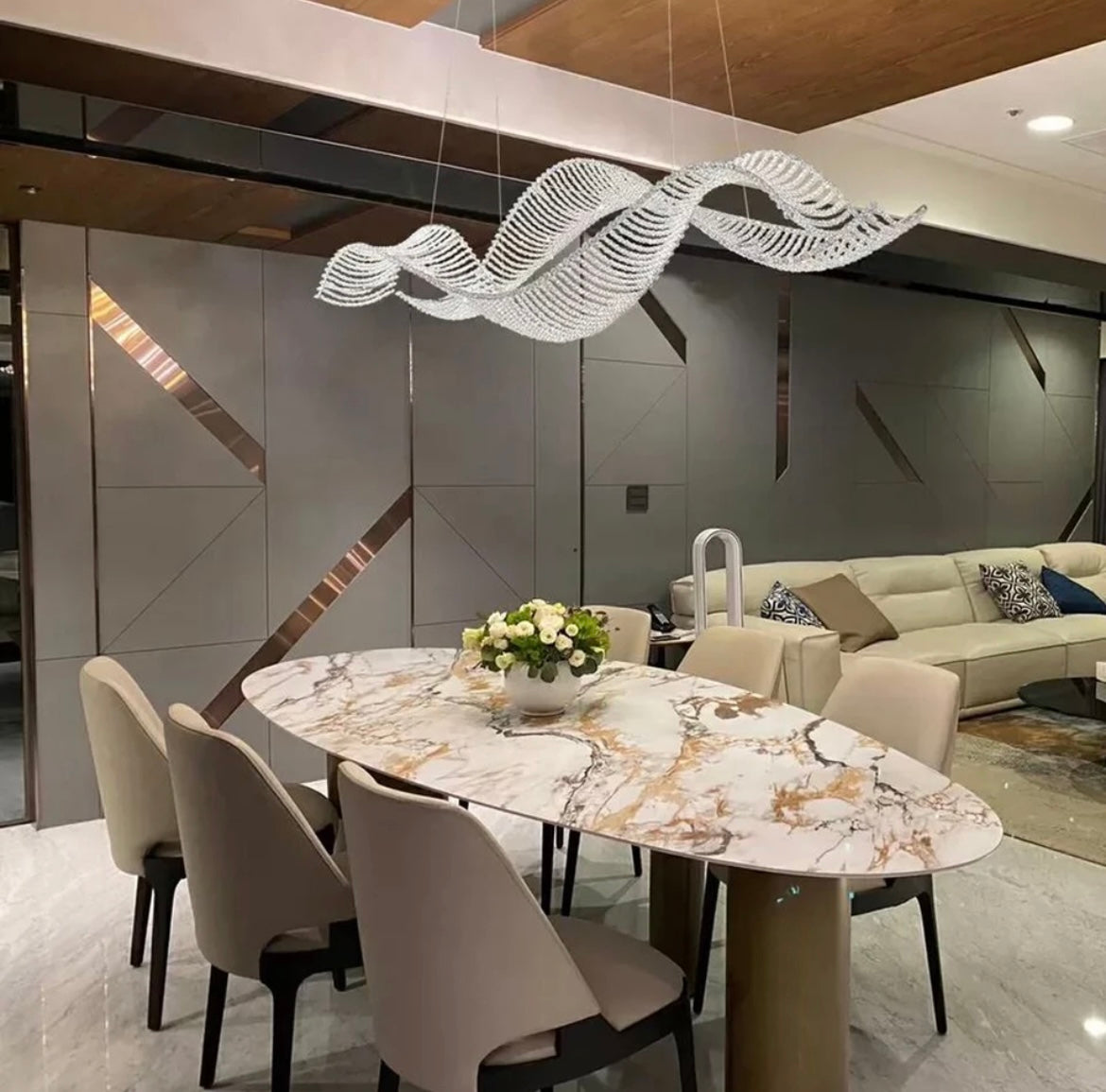 Wave Design Crystal Chandelier