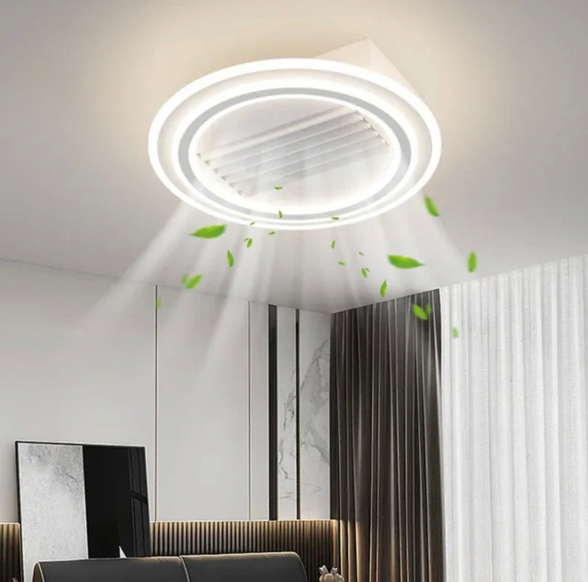 White Ceiling Light with Fan