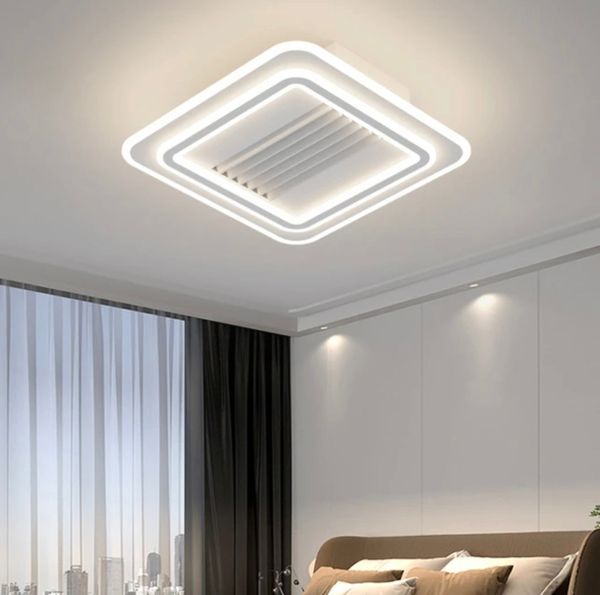 White Lighting Ceiling with Fan