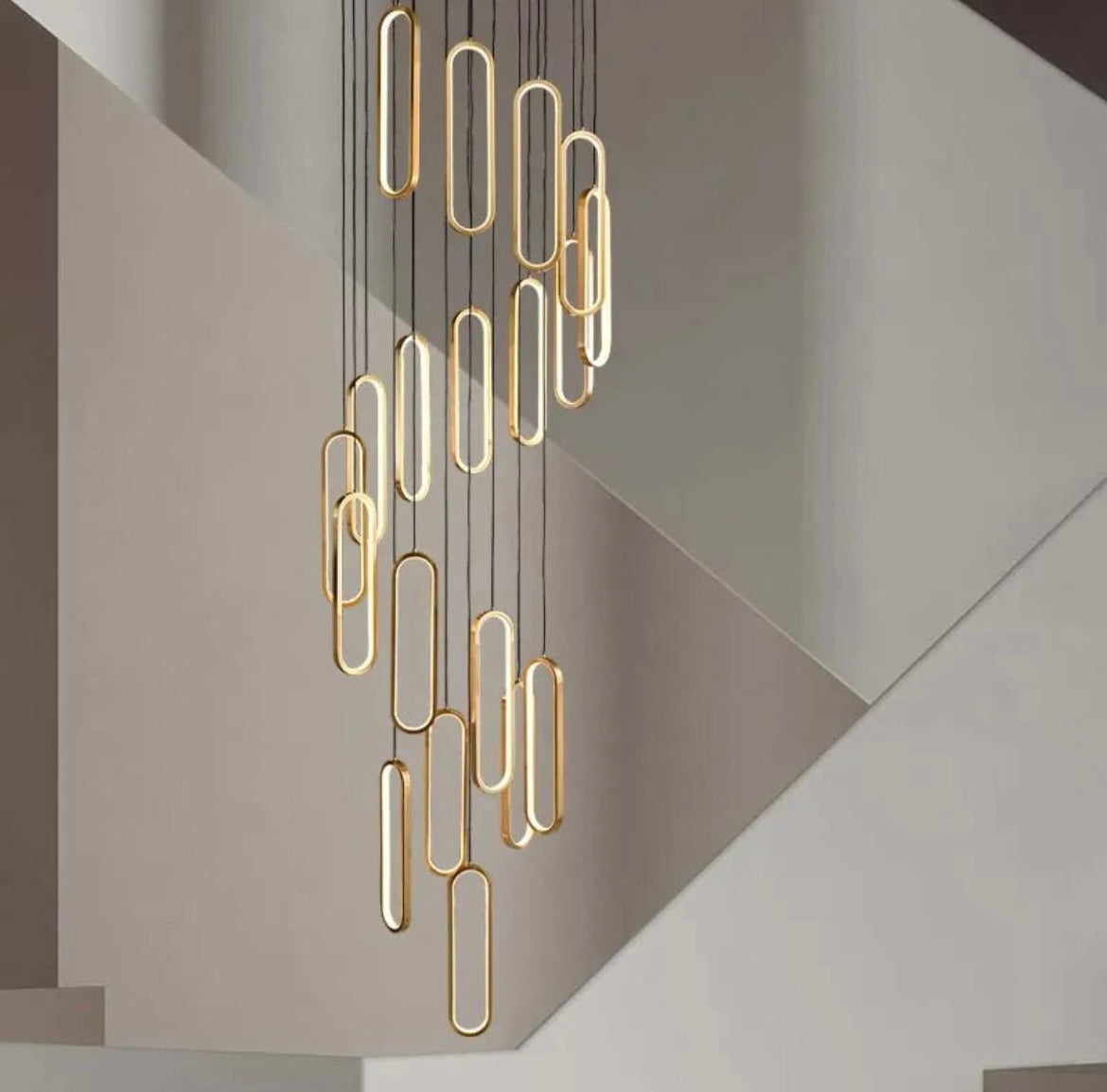 Stylish copper pendant light for high ceilings