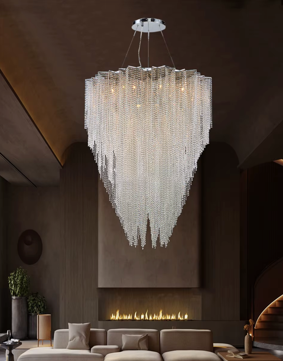 Attic K9 Crystal Bead Chandelier with cascading crystal beads