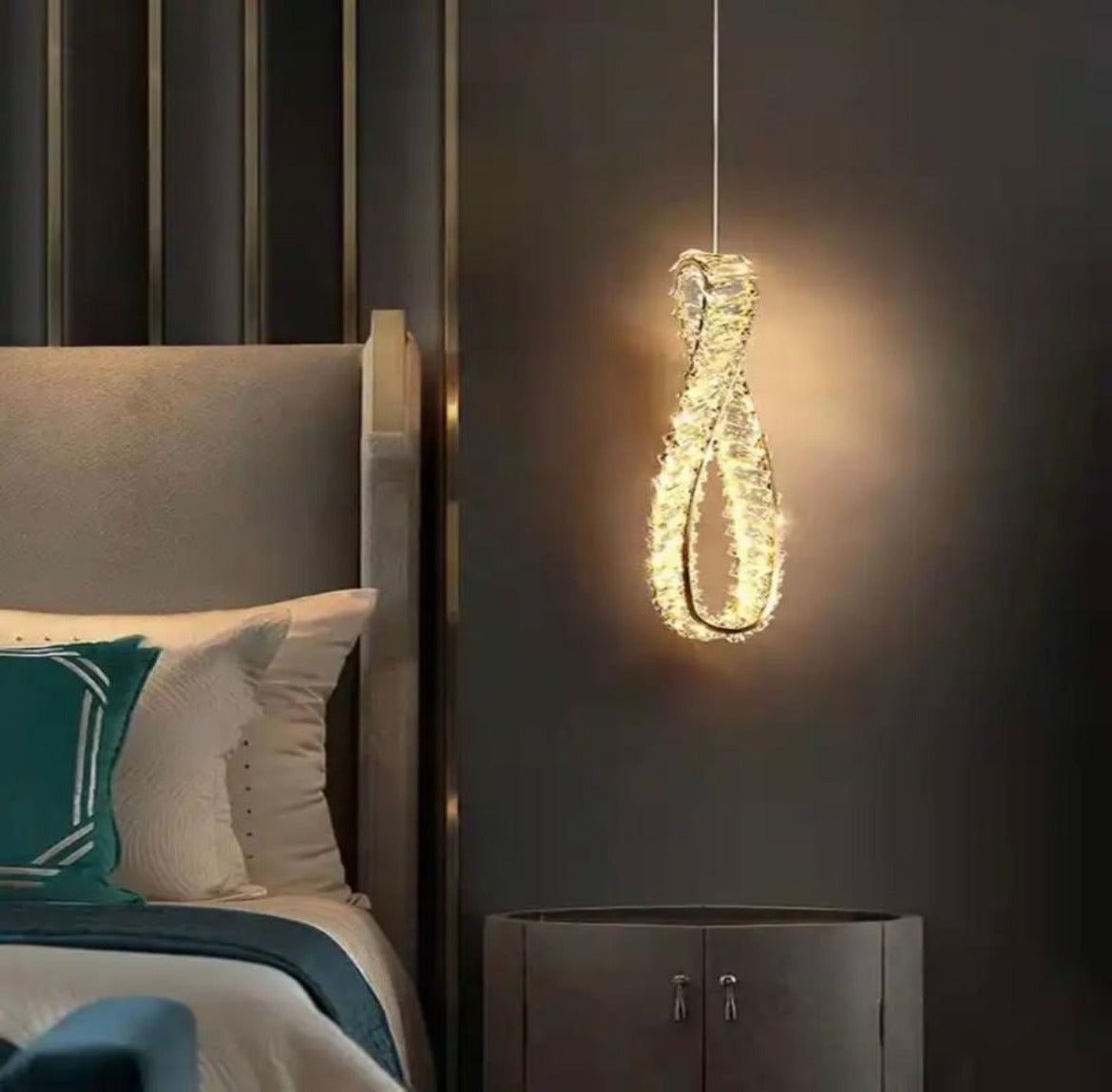 bedroom Crystal Pendant Golden Lamp