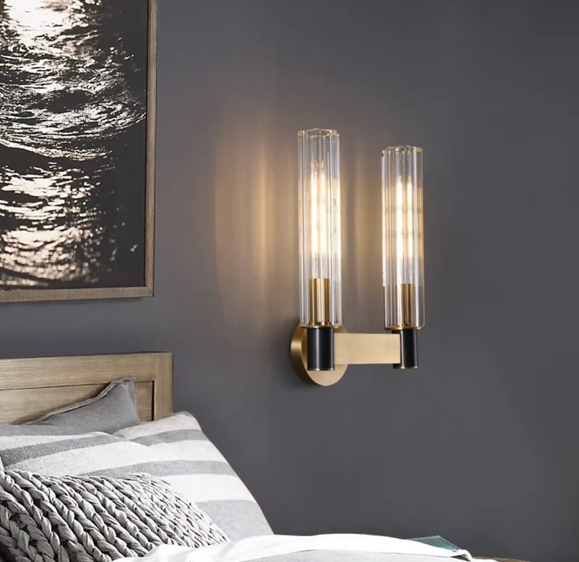 bedroom Postmodern Designer Brass LED Wall Light