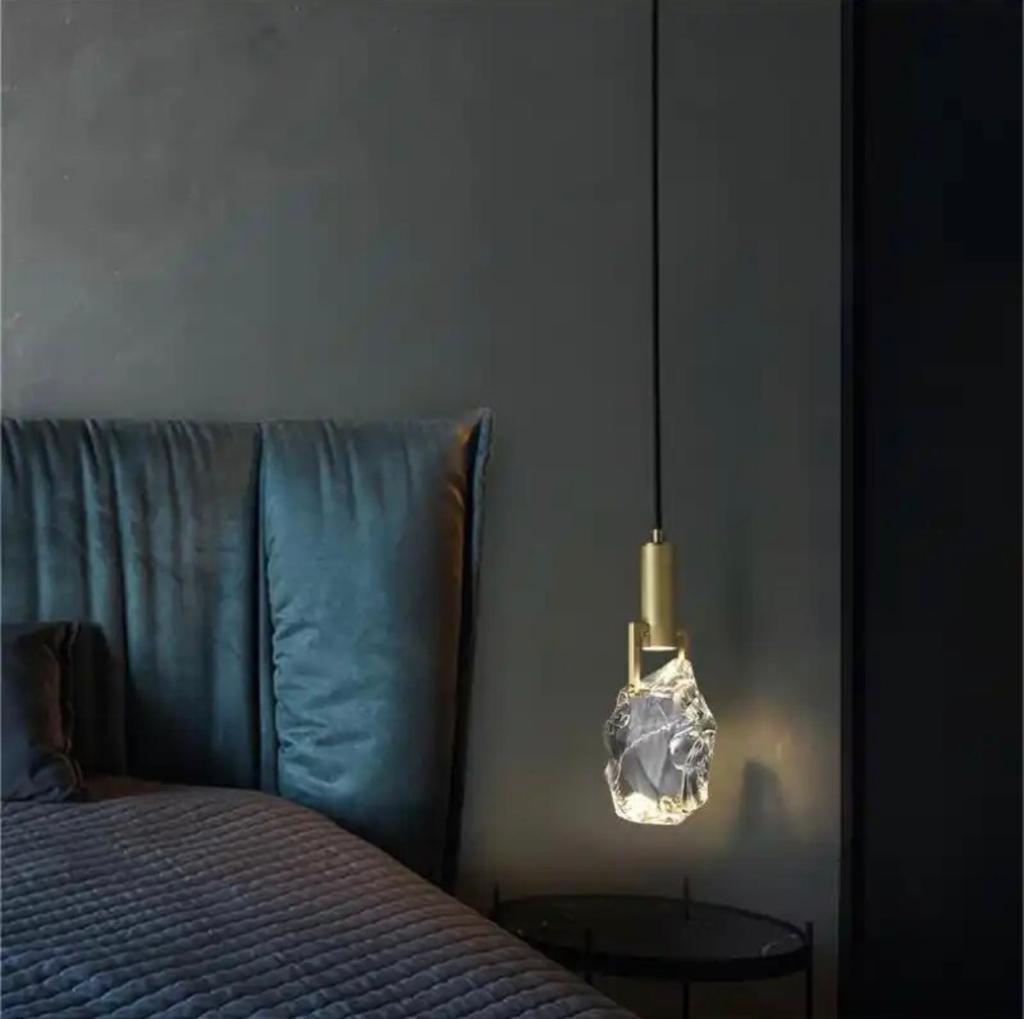 bedside Modern Stone Crystal Pendant Lamp