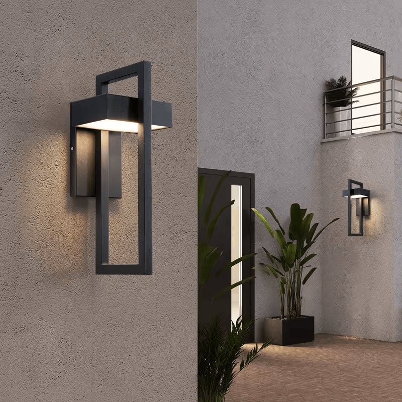 black Geometric Outdoor Wall Light